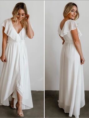Baltic Born Elegant White Sleeve Wrap Maxi Dress